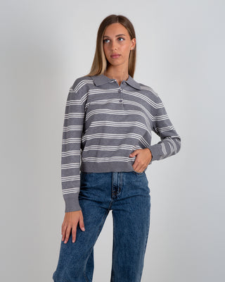 Maglia Polo Righe Grey
