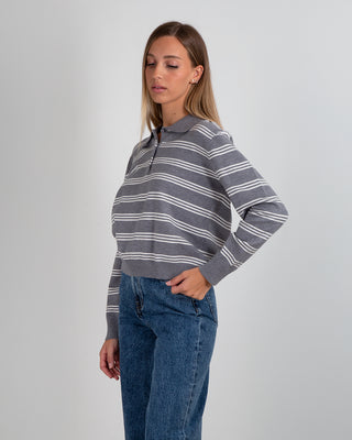 Maglia Polo Righe Grey