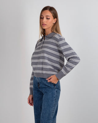 Maglia Polo Righe Grey