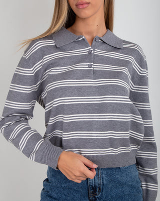 Maglia Polo Righe Grey