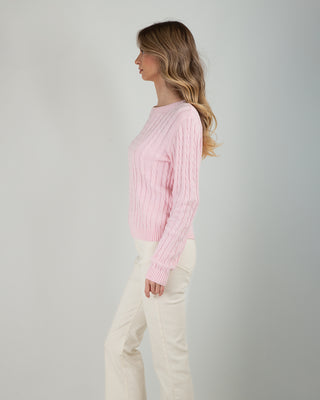 Maglia Giro Trecce 100% Cotone Pink