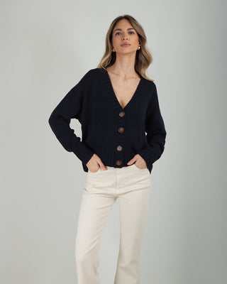 Cardigan Over 100% Cotone Blu