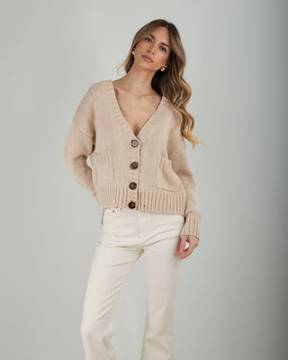 Cardigan Over 100% Cotone Beige