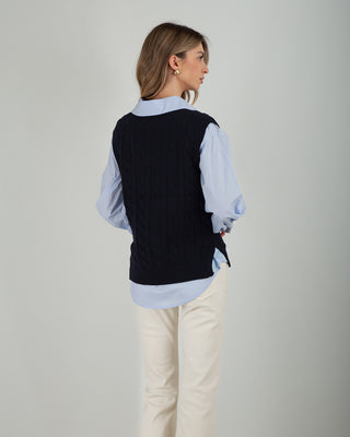 Gilet Trecce 100% Cotone Blu