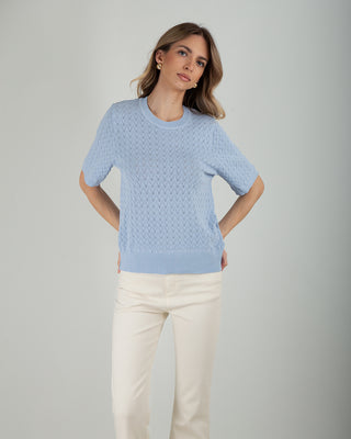 Maglia Traforata Davanti Light Blue