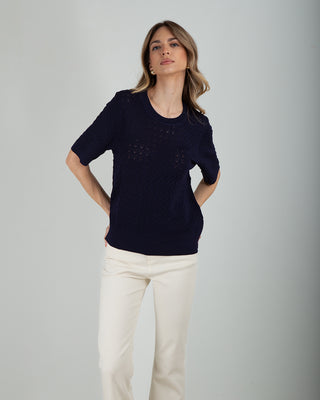 Maglia Traforata Davanti Blue Navy