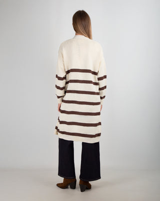 Maxi Cardigan Righe Beige Moro