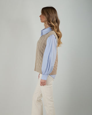 Gilet Trecce 100% Cotone Sand