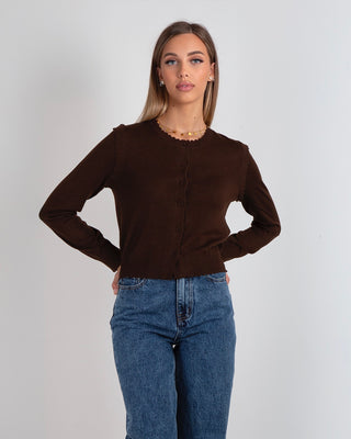 Giaccina Merinos Bordo a Picot Brown