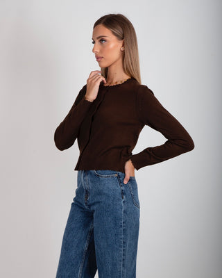 Giaccina Merinos Bordo a Picot Brown