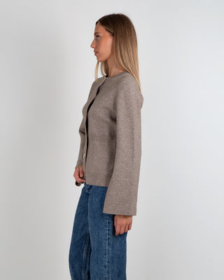 Cardigan Bottoni Taschine Taupe Melange