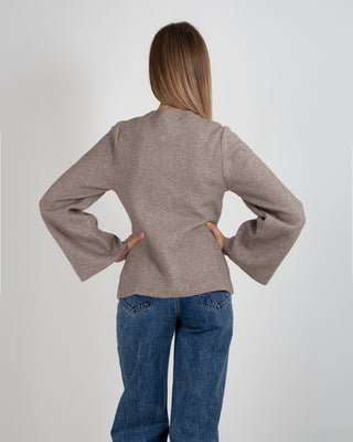 Cardigan Bottoni Taschine Taupe Melange