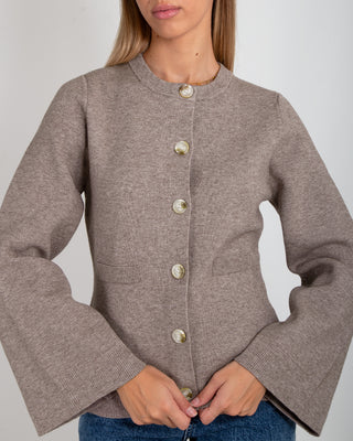 Cardigan Bottoni Taschine Taupe Melange