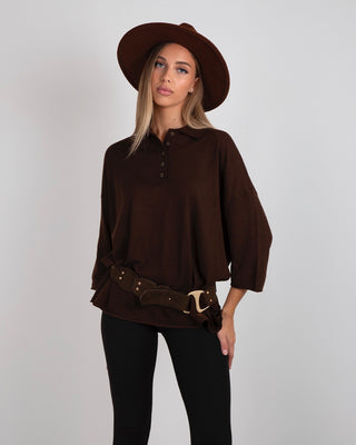 Maglia Polo Over Merinos Brown