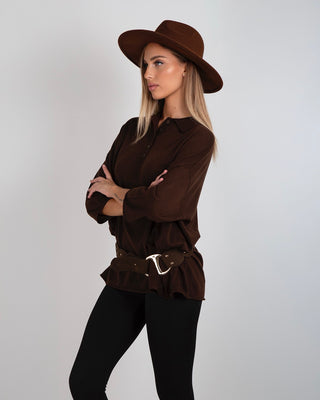 Maglia Polo Over Merinos Brown