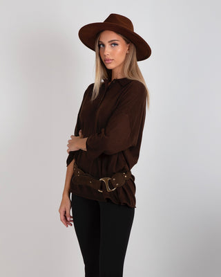 Maglia Polo Over Merinos Brown