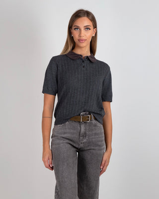 Maglia Polo Colletto Velluto Grey