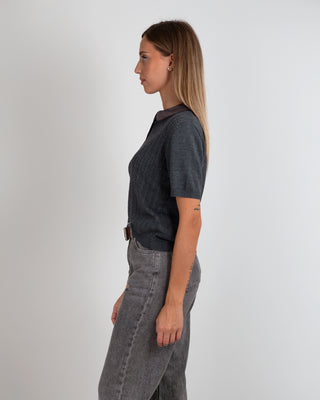 Maglia Polo Colletto Velluto Grey