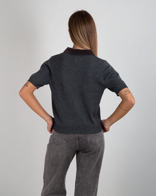 Maglia Polo Colletto Velluto Grey