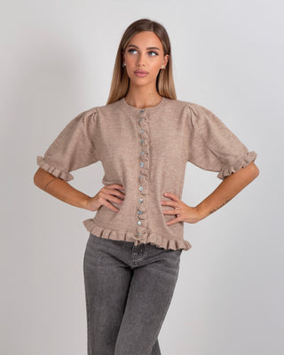 Maglia MM Bottoni Rouge Taupe Melange