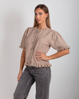 Maglia MM Bottoni Rouge Taupe Melange