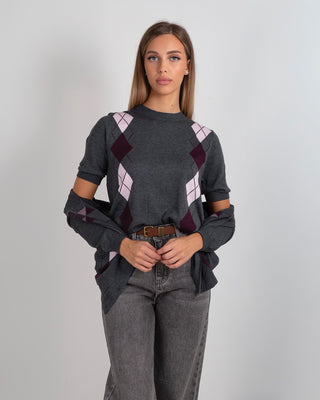 Set Maglia MM + Giacchina Rombi Merinos Dark Grey