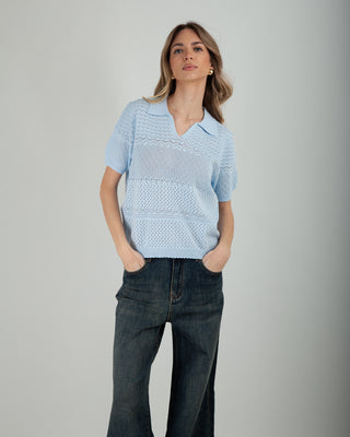 Polo Traforata Canary Light Blue