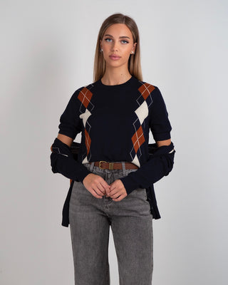 Set Maglia MM + Giacchina Rombi Merinos Blue Navy