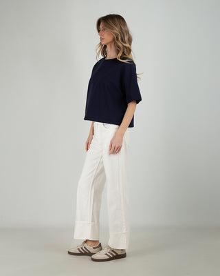 Jeans Palazzo Risvolto Panna