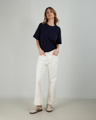 Jeans Palazzo Risvolto Panna