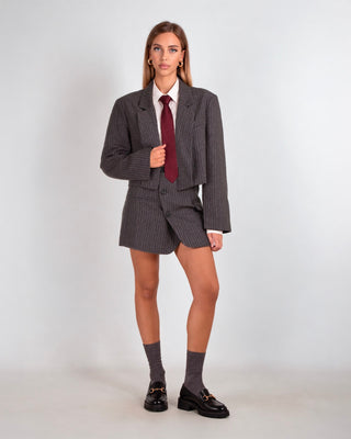 Minigonna Bottoni Gessata Grey