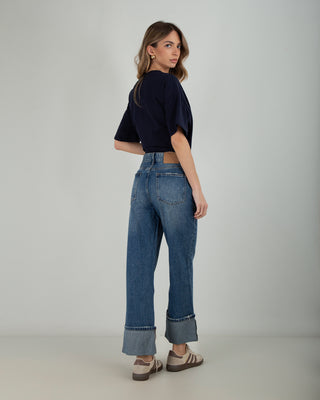 Jeans Palazzo Risvolto Denim