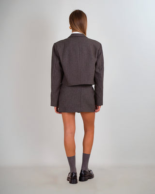 Minigonna Bottoni Gessata Grey