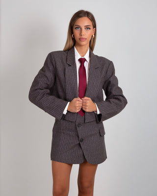 Blazer Over Corto Gessato Grey