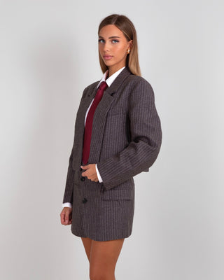 Blazer Over Corto Gessato Grey