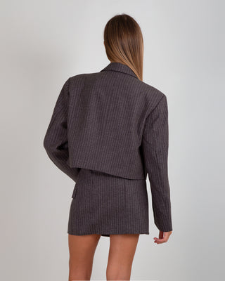 Blazer Over Corto Gessato Grey