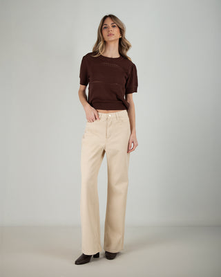 Jeans Straight Lurex Beige