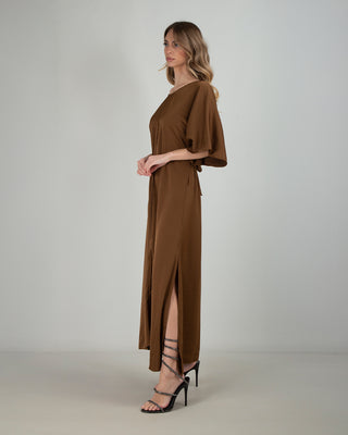 Satin Maxi Dress Coffee