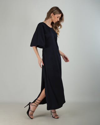 Satin Maxi Dress Blu