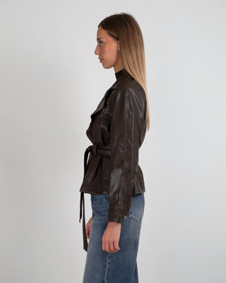 Giacca Ecopelle Laccio Brown