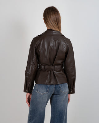 Giacca Ecopelle Laccio Brown