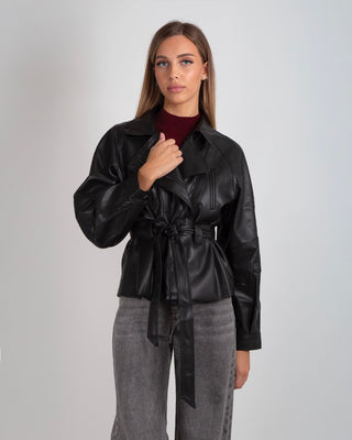 Giacca Ecopelle Laccio Black