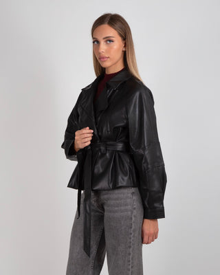 Giacca Ecopelle Laccio Black
