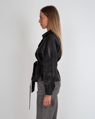 Giacca Ecopelle Laccio Black