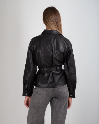 Giacca Ecopelle Laccio Black