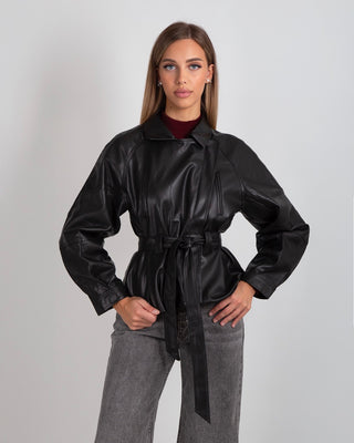 Giacca Ecopelle Laccio Black