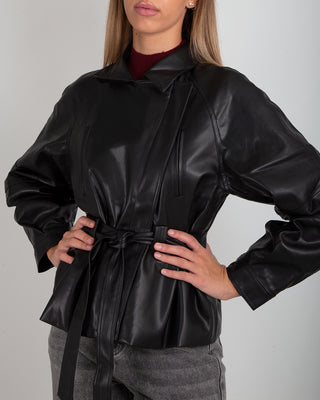 Giacca Ecopelle Laccio Black