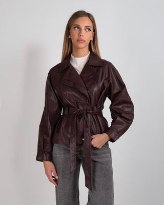 Giacca Ecopelle Laccio Burgundy