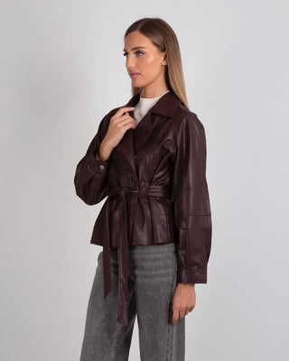 Giacca Ecopelle Laccio Burgundy