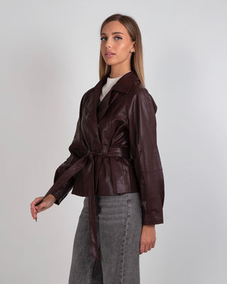 Giacca Ecopelle Laccio Burgundy